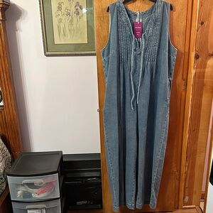 Denim Sleeveless Wide Leg Jumpsuit. Size XXL. New